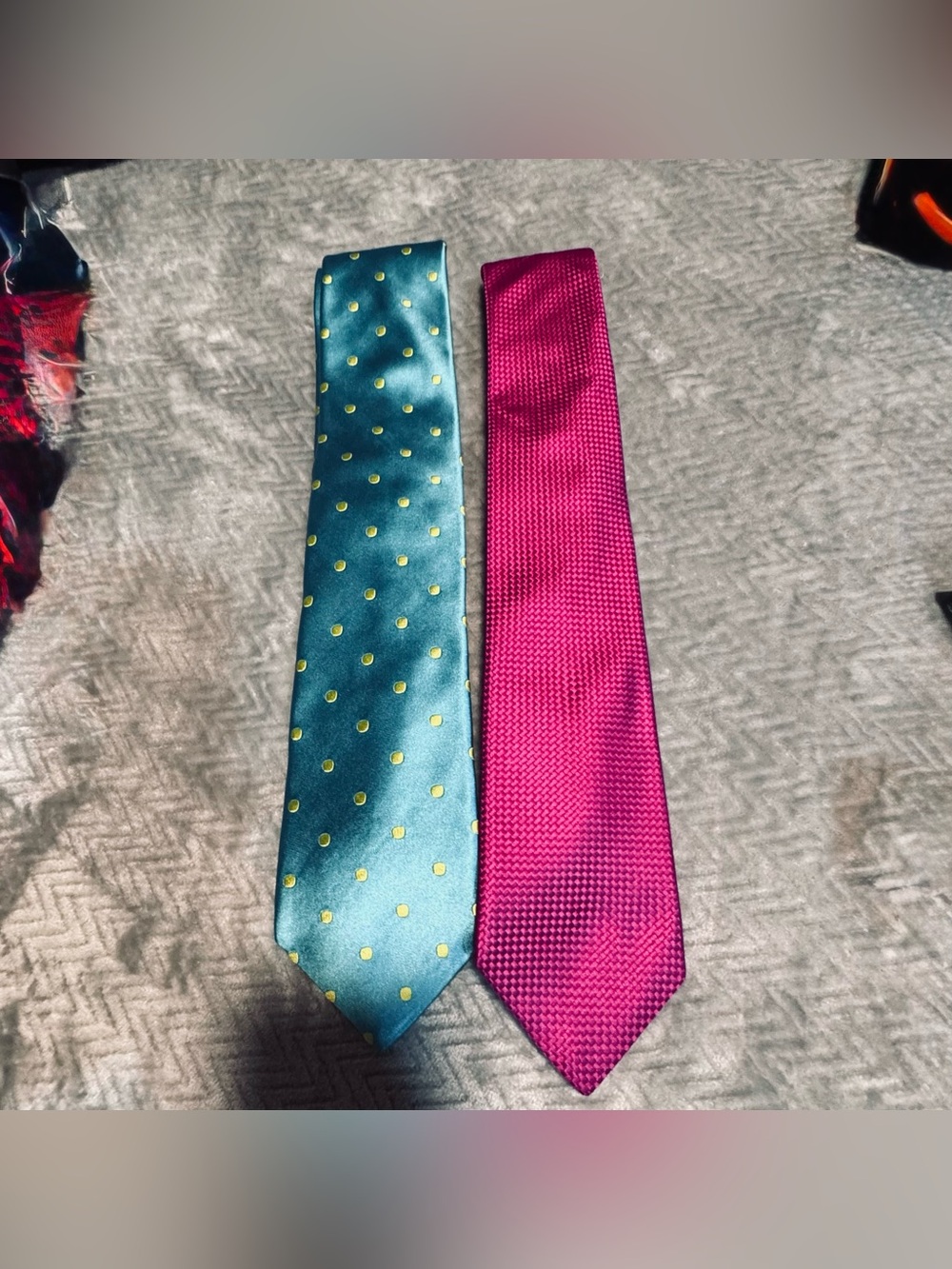 Ike Behar Teal Polka Dot Tie & Magenta Textured Tie